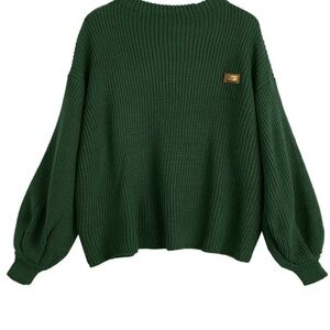 ZAFUL Women casual loose badge patched oversized pullover sweater